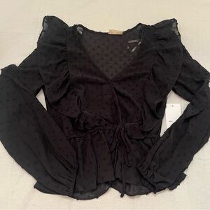 SO Black Ruffled Women's Blouse